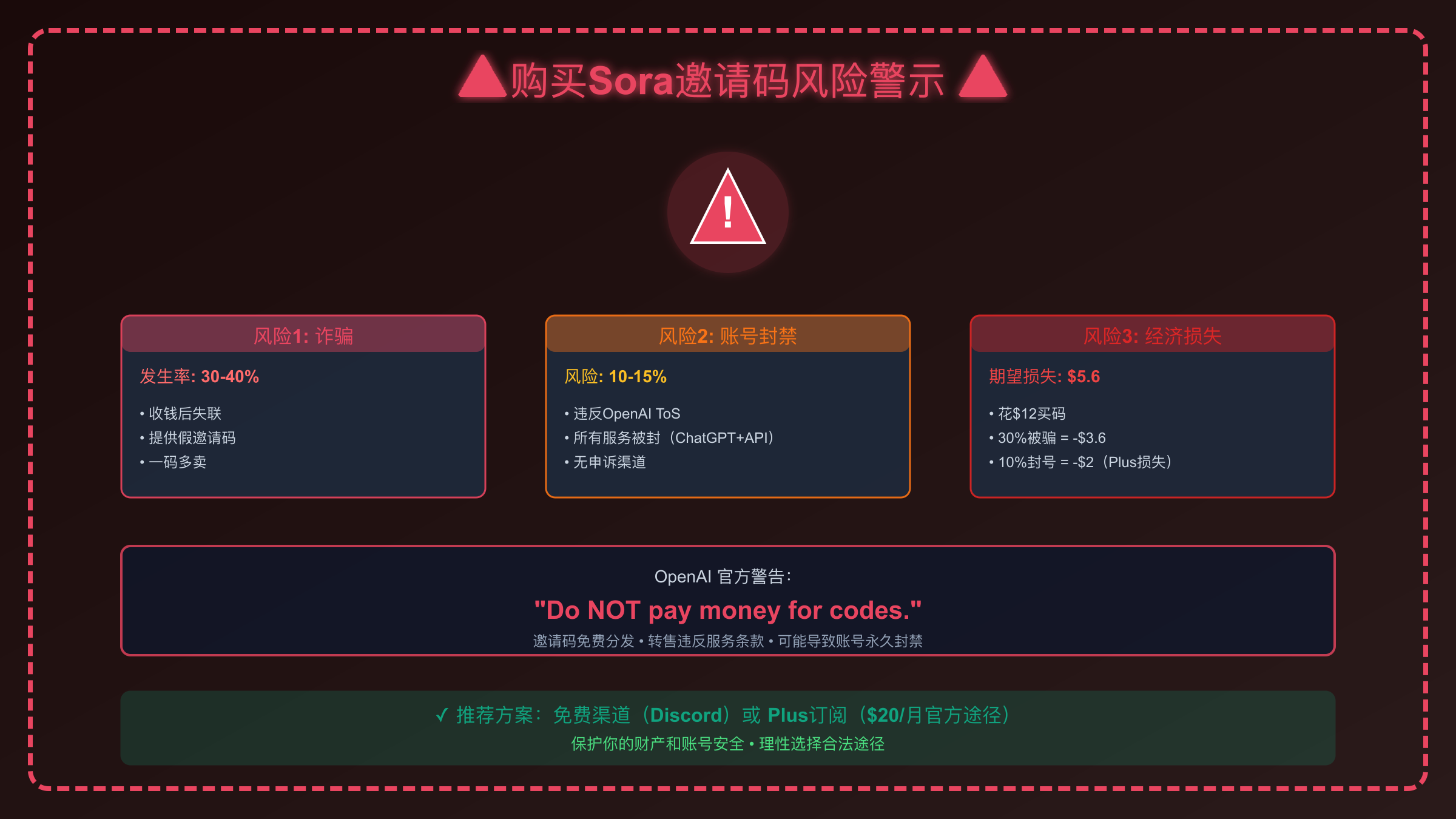 购买Sora邀请码的风险警示